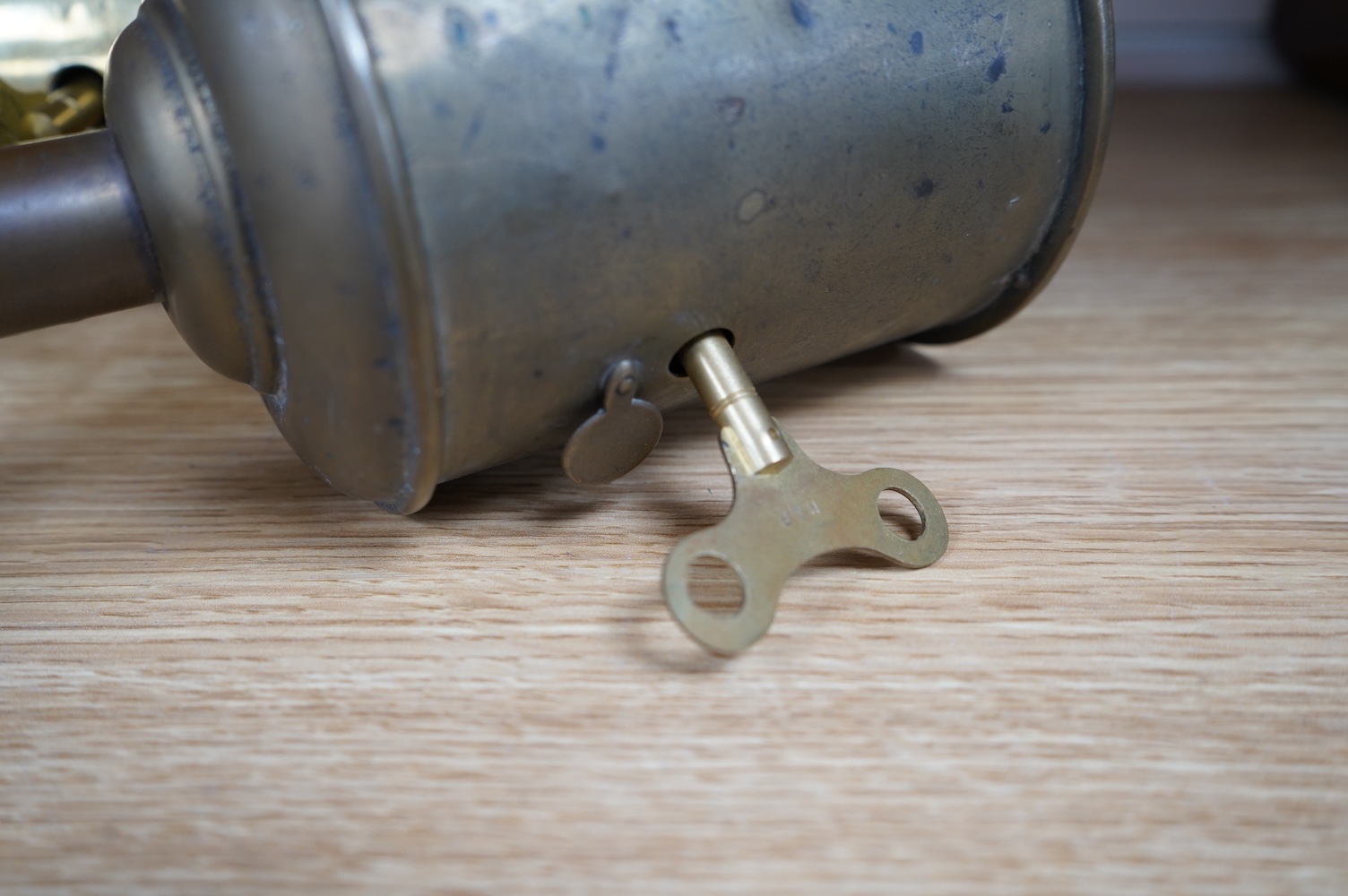 Two early 19th century brass clockwork meat jacks (bottle jacks or spit jacks), one by John Linwood. Condition - fair to good.